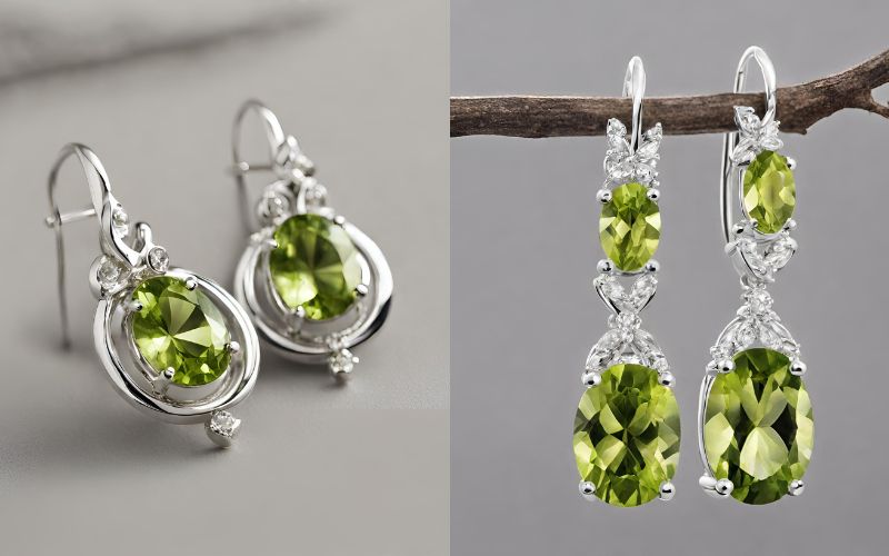 peridot earrings, peridot gemstone earring, earrings for women